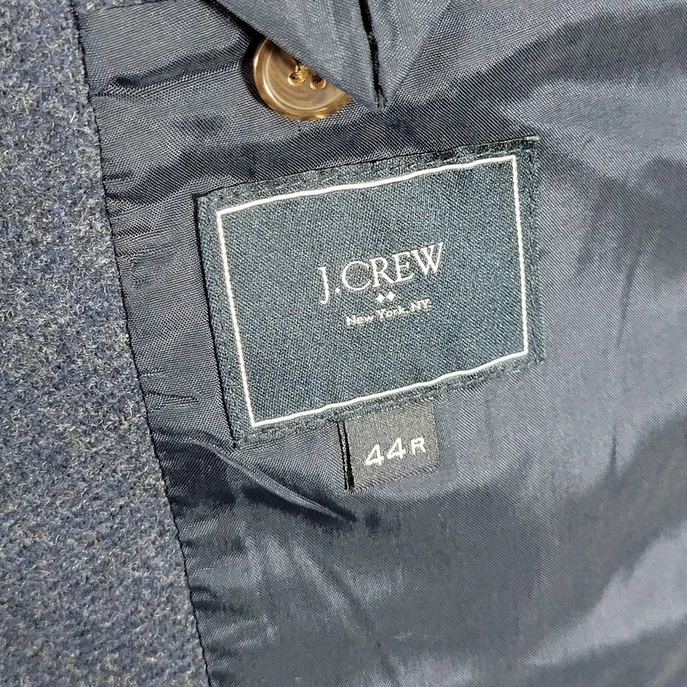 J.Crew‎ Men's Tweed Sport Coat Blazer Two Button Twill Navy Wool Blend 44R